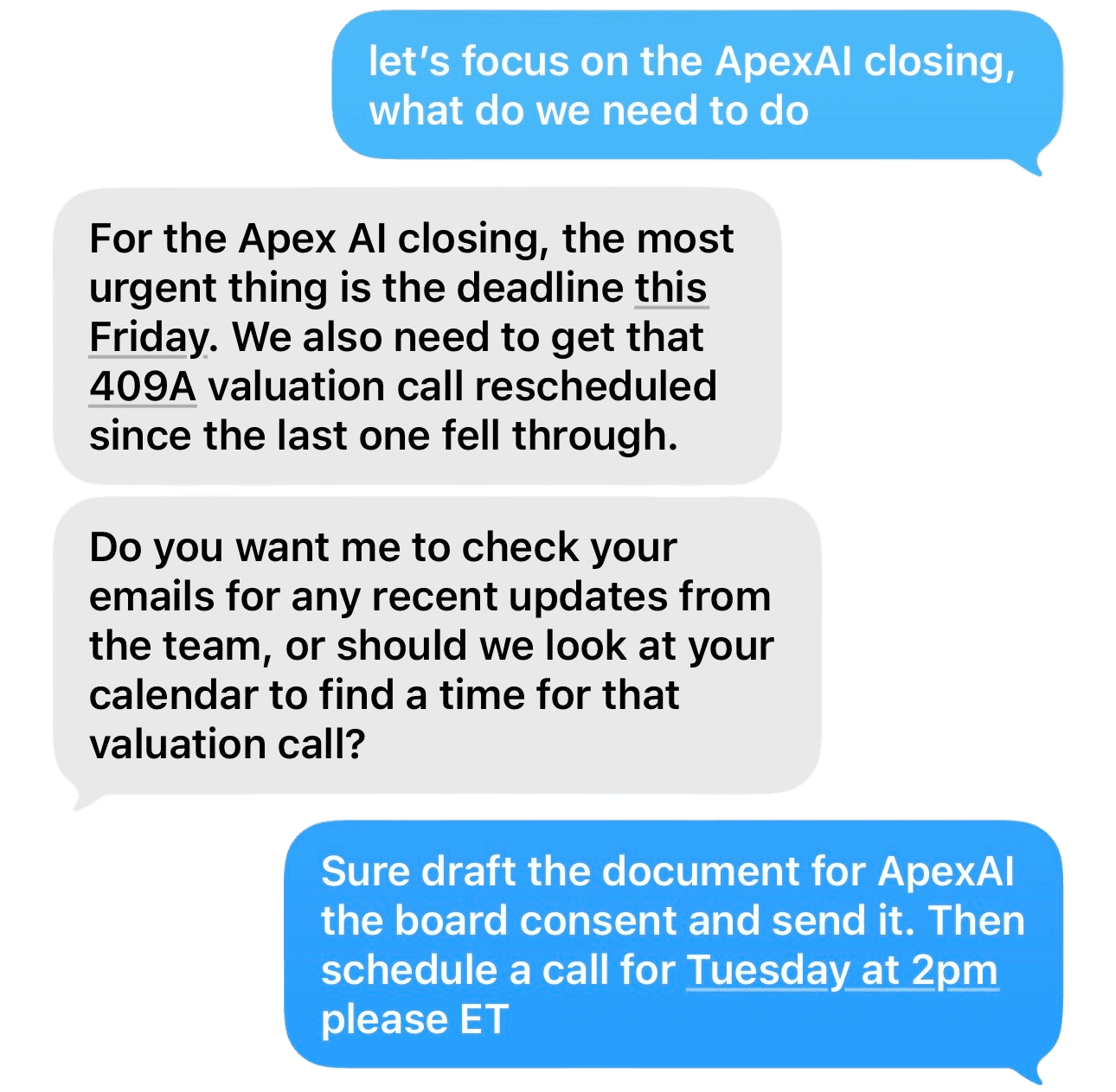 Algi drafting a board consent document and returning summary